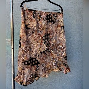 Vintage paisley midi ruffle skirt